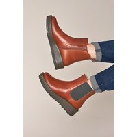 Moshulu Women's 'Kos' Chunky Sole Leather Ankle Boot in Terracotta | Size: 7