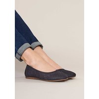 Moshulu Women's 'Senara' Punched Pattern Ballerina Pumps in Indigo | Size: 7