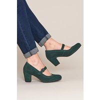 Moshulu Women's 'Biambi Suede' Mary Jane Bar Shoes in Dark Green | Size: 5