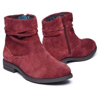 Moshulu Women's 'Pipistrelle 3' Ruched Suede Pixie Ankle Boots in Dark Red | Size: 6