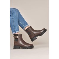 Moshulu Women's 'Seamount' Chunky Biker Boot in Chocolate | Size: 5
