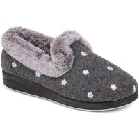 Pavers Women's Floral Faux-Fur Slippers in Grey | Size: 8