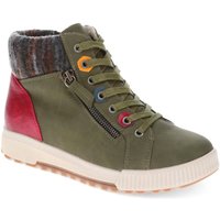 Pavers Women's Wide Fit Knitted Cuff Ankle Boots in Khaki | Size: 7