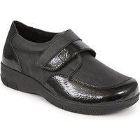 Easyfit Women's Extra-Wide Touch-Fasten Monk Shoes in Black | Size: 6