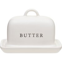 Orsina Cream Butter Dish With Lid, Ceramic Butter Keeper With Debossed 'Butter' Text, Accessory For Butter Storage