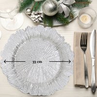 Orsina Set of Four 33cm Dia Silver Finish Reef Charger Plates