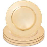 Orsina Set of Four 33cm Dia Gold Finish Flat Style Charger Plates
