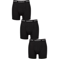 Glenmuir Men's Mens 3 Pack Cotton & Bamboo Blend Long Leg Trunks in Black | Size: Large
