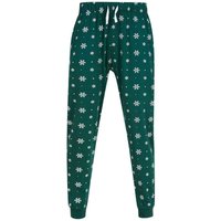 SF Men's Snowflake Cuffed Lounge Pants in Bottle Green | Size: Small