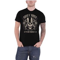 Guns N Roses Men's Top Hat, Skull & Pistols Las Vegas T-Shirt in Black | Size: Large