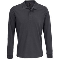 SOL'S Men's Prime Pique Long-Sleeved Polo Shirt in Dark Grey | Size: 4XL