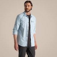 Craghoppers Men's 'Nosilife Adventure' Long Sleeve Insect Repellent Shirt in Blue | Size: Small
