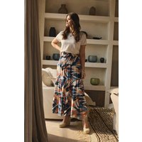 Printed Tiered High Waist Maxi Skirt