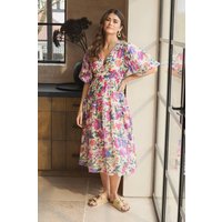 Floral 1 2 Puff Sleeve Midi Dress
