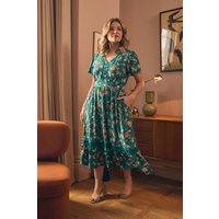 Floral Lace Trim Short Sleeve Midi Dress