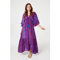 Izabel London Women's Floral Side Split Maxi Dress in Pink | Size: 14