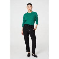 Izabel London Women's Black Drawstring Waist Slim Trousers