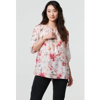 Floral Lace Trim Bardot Neck Blouse