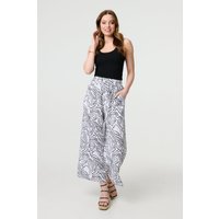 Abstract Print High Waist Wide Leg Trousers