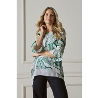 Leaf Print 3 4 Sleeve Layered Tunic Top