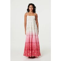 Ombre Print Tiered Sleeveless Maxi Dress