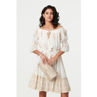 Izabel London Women's Bardot Knee Length Dress in White