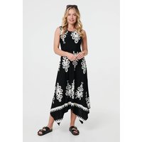 Ikat Print Sleeveless Line Midi Dress