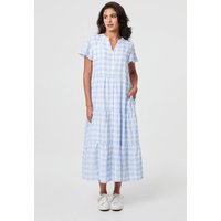 Checked Short Sleeve Tiered Maxi Dress