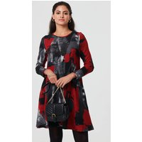 Izabel London Women's Printed Long Sleeve Short Shift Dress in Red | Size: 18