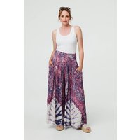 Tie Dye High Waist Shirred Wide Trousers