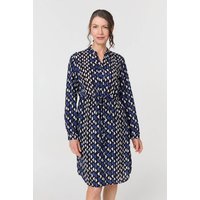 Izabel London Women's Geo Print Tie Waist Knee Length Dress in Blue | Size: 12