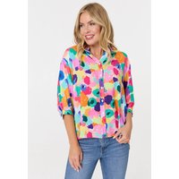 Abstract 3 4 Sleeve Curve Hem Blouse
