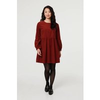 Izabel London Red Smock Dress with Puff Sleeves