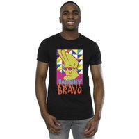 Johnny Bravo Men's Multi Triangles Pop Art T-Shirt in Black | Size: 2XL