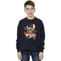 Disney Boy's Lilo & Stitch Ohana Orange Hibiscus Sweatshirt in Navy | Size: 3-4 Years