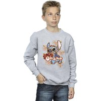 Disney Boy's Lilo & Stitch Ohana Orange Hibiscus Sweatshirt in Grey | Size: 12-13 Years