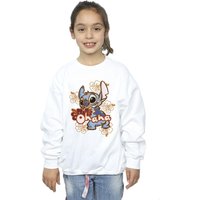 Disney Girl's Lilo & Stitch Ohana Orange Hibiscus Sweatshirt in White | Size: 9 Years