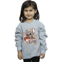 Disney Girl's Lilo & Stitch Ohana Orange Hibiscus Sweatshirt in Grey | Size: 5-6 Years