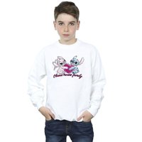 Disney Boy's Lilo & Stitch Ohana Heart With Angel Sweatshirt in White | Size: 7-8 Years