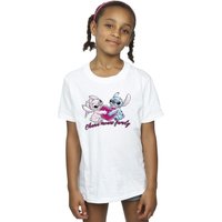 Disney Girl's Lilo & Stitch Ohana Heart With Angel Cotton T-Shirt in White | Size: 12-13 Years