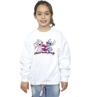 Disney Girl's Lilo & Stitch Ohana Heart With Angel Sweatshirt in White | Size: 9 Years
