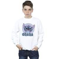 Disney Boy's Lilo & Stitch Ohana Circle Sweatshirt in White | Size: 7-8 Years
