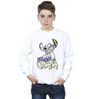 Disney Boy's Lilo & Stitch Ohana Graffiti Sweatshirt in White | Size: 12-13 Years