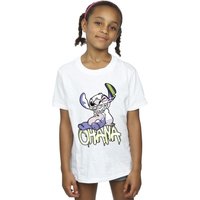 Disney Girl's Lilo & Stitch Ohana Graffiti Cotton T-Shirt in White | Size: 12-13 Years