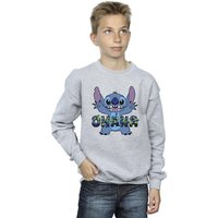 Disney Boy's Lilo & Stitch Ohana Blue Glitch Sweatshirt in Grey | Size: 12-13 Years