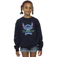 Disney Girl's Lilo & Stitch Ohana Blue Glitch Sweatshirt in Navy | Size: 3-4 Years