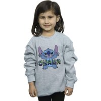 Disney Girl's Lilo & Stitch Ohana Blue Glitch Sweatshirt in Grey | Size: 12-13 Years