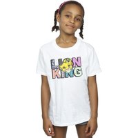 Disney Girl's The Lion King Pattern Logo Cotton T-Shirt in White | Size: 7-8 Years
