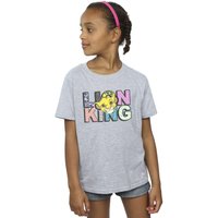 Disney Girl's The Lion King Pattern Logo Cotton T-Shirt in Grey | Size: 9 Years