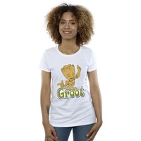 Guardians Of The Galaxy Women's Groot Dancing Cotton T-Shirt in White | Size: Medium